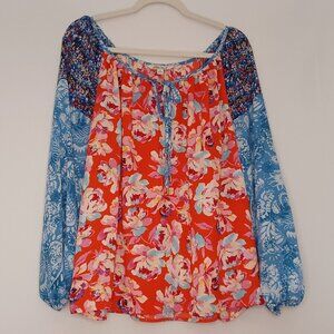 The Pioneer Women Multi print sheer lightweight hippie fun creative Top Size L